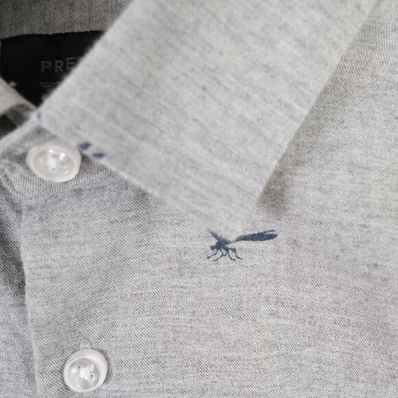 Threadbare Mens Cotton Button Up Heather Gray Dragonfly Dress Shirt Small - Picture 3 of 8